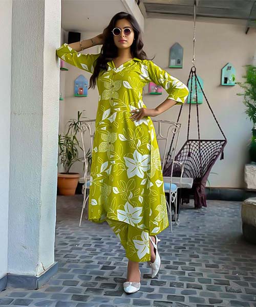 Green  Rayon Printed Kurti in northampton