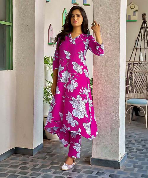 Magenta  Rayon Printed Kurti in northampton