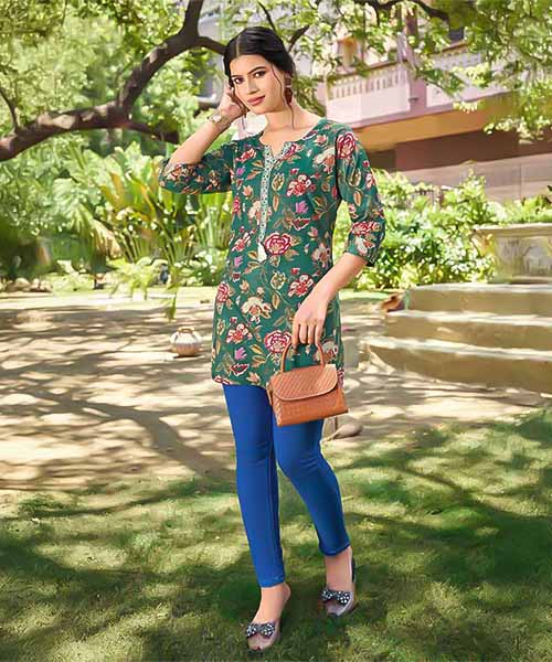 Green  Cotton Printed Kurti in northampton