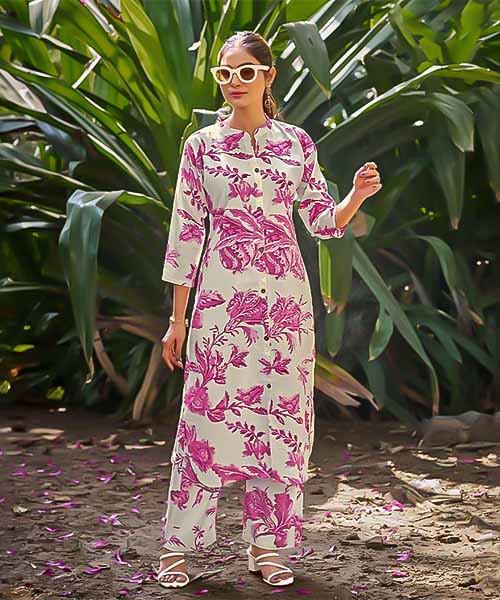 Pink Rayon Printed Kurti in delhi