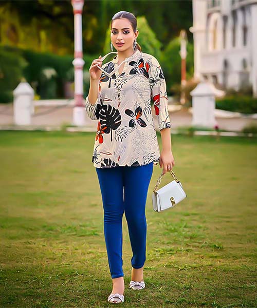 White  Rayon Printed Kurti in australia