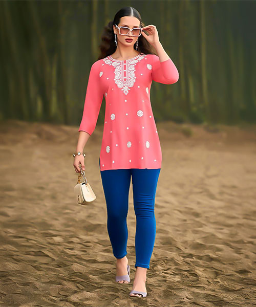 Pink  Rayon Casual Wear Kurti in salford