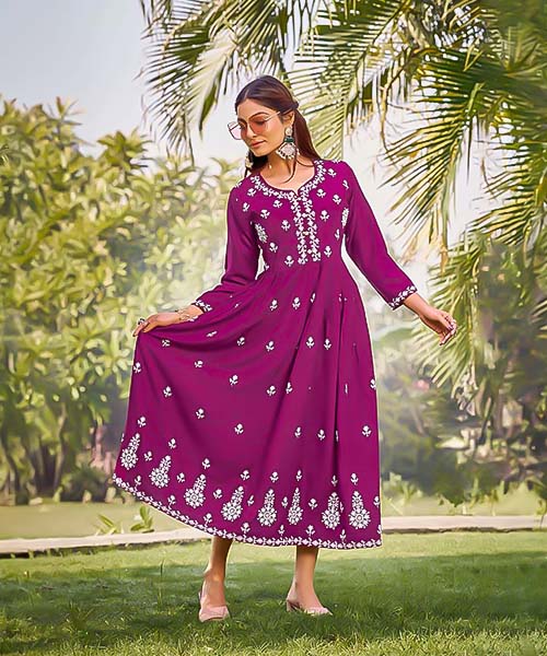 Violet Rayon Casual Wear Kurti