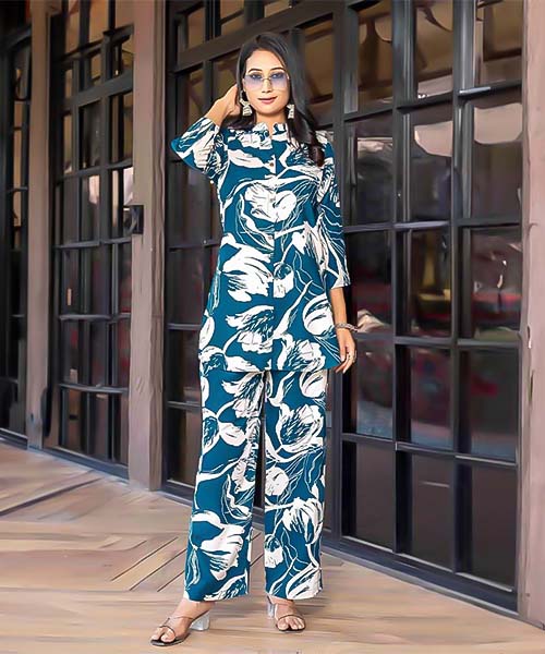 Blue Rayon Printed Kurti in mumbai