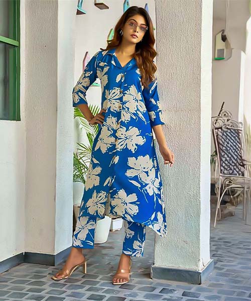 Blue Rayon Printed Kurti in northampton