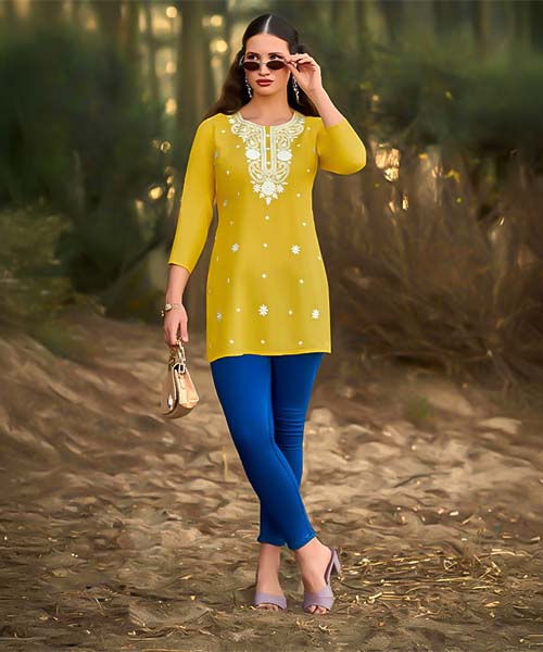 Yellow Rayon Casual Wear Kurti in salford