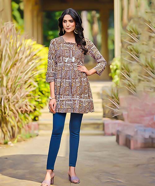 Brown Rayon Casual Wear Kurti