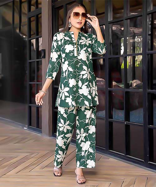 Green Rayon Printed Kurti