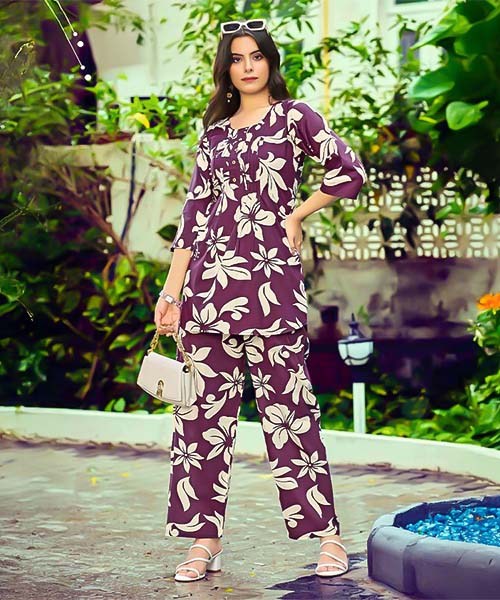 Violet Rayon Printed Kurti