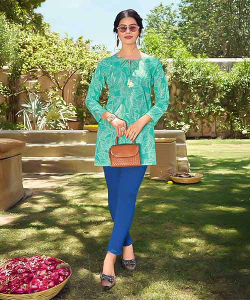 Blue Cotton Printed Kurti in northampton