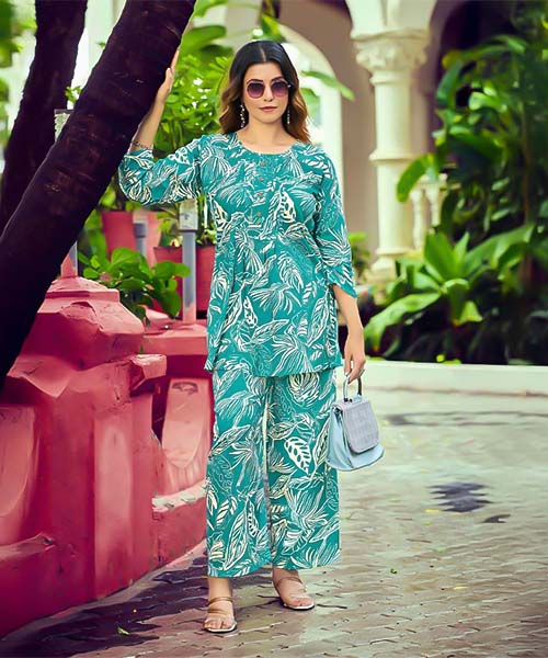 Green  Rayon Printed Kurti