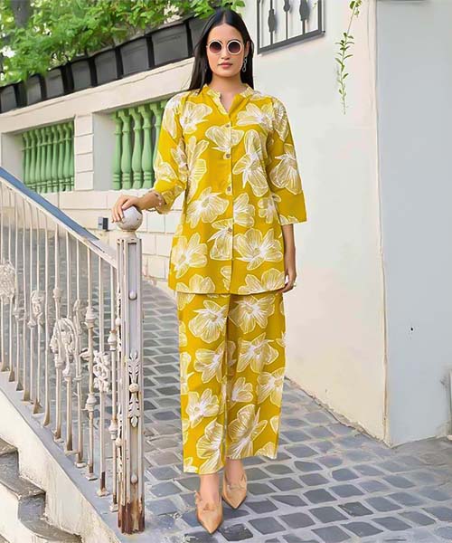 Yellow Rayon Printed Kurti in reading
