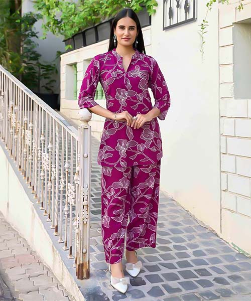 Violet Rayon Printed Kurti in reading