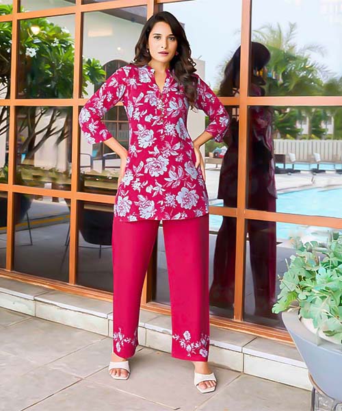 Red  Rayon Print Printed Kurti in ipswich