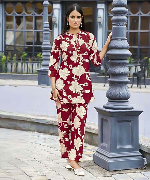 Red  Cotton Casual Wear Salwar Kameez in canada