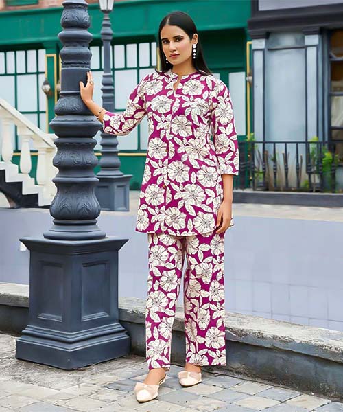 Violet Cotton Casual Wear Salwar Kameez in canada