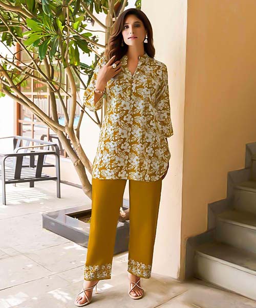 Yellow Rayon Print Printed Kurti in ipswich