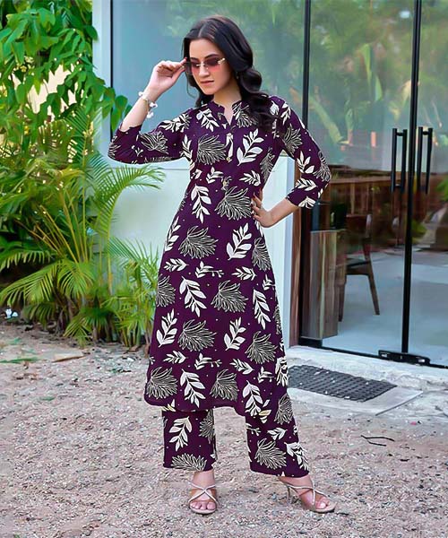 Violet  Rayon Printed Kurti in charlotte