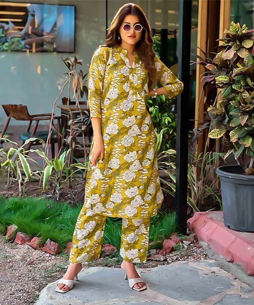 Green  Rayon Printed Kurti in charlotte