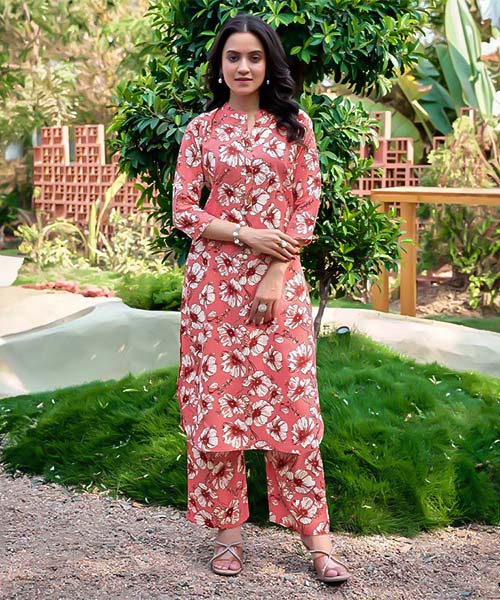 Pink  Rayon Printed Kurti in charlotte