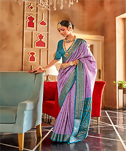 Purple Silk Partywear Saree