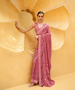 Pink GEORGETTE Printed Saree