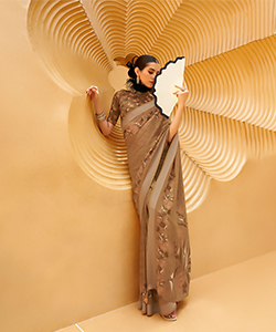 Brown GEORGETTE Printed Saree