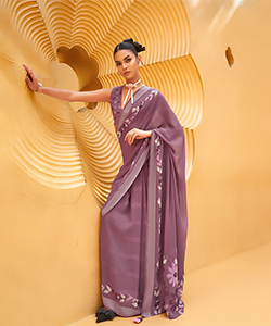 Purple GEORGETTE Printed Saree