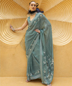 Daani georgette with print design aqua finish