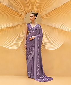 Purple GEORGETTE Printed Saree