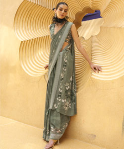 Daani georgette with print design aqua finish