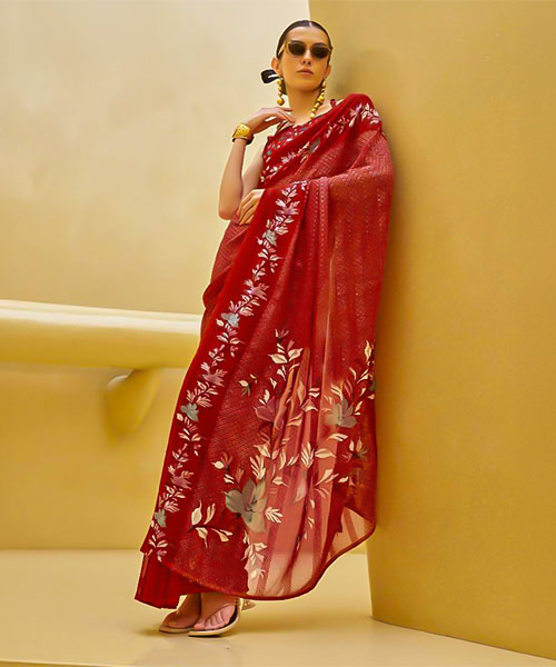 Red Georgette Casual Wear Saree in indianapolis