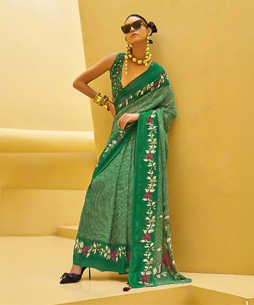 Green  Georgette Casual Wear Saree in indianapolis