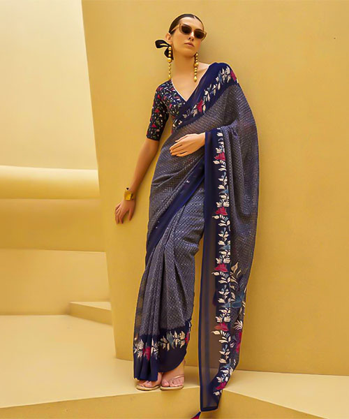 Blue  Georgette Casual Wear Saree in indianapolis