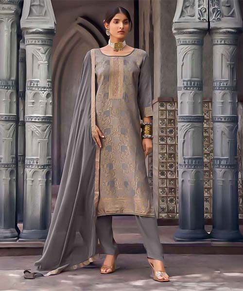 Grey  Muslin Jacquard  Casual Wear Salwar Kameez in lichfield