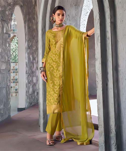 Green  Muslin Jacquard  Casual Wear Salwar Kameez in lichfield