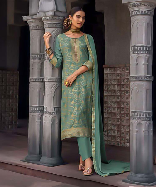 Green  Muslin Jacquard  Casual Wear Salwar Kameez in lichfield