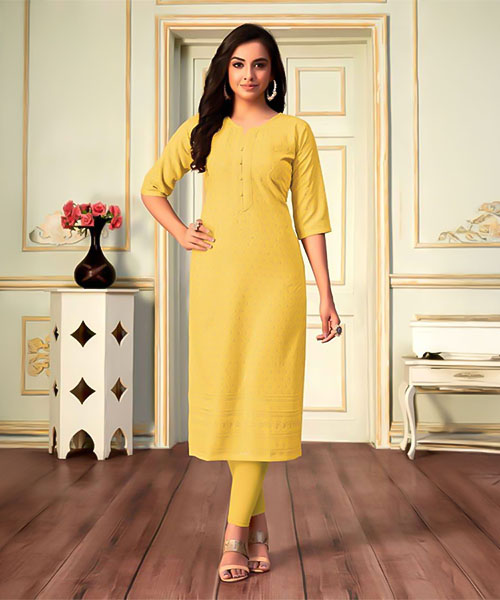 Yellow Rayon Casual Wear Kurti in coventry