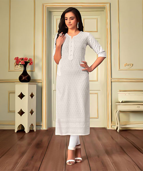 White  Rayon Casual Wear Kurti in coventry