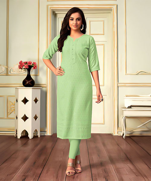 Green  Rayon Casual Wear Kurti in coventry