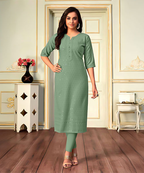 Green  Rayon Casual Wear Kurti in coventry