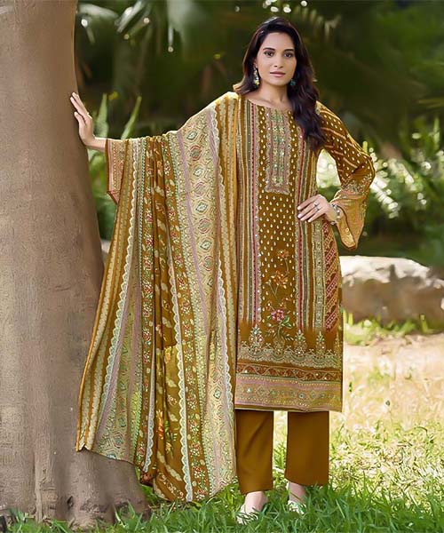 Yellow  Viscose Rayon Casual Wear Salwar Kameez