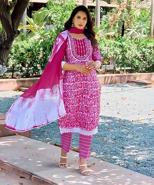 Magenta  Cotton Casual Wear Salwar Kameez in bolton