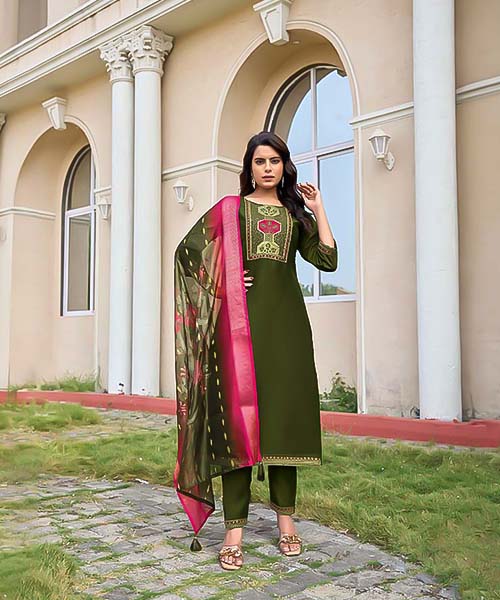 Green Gadhwal Silk Casual Wear Kurti