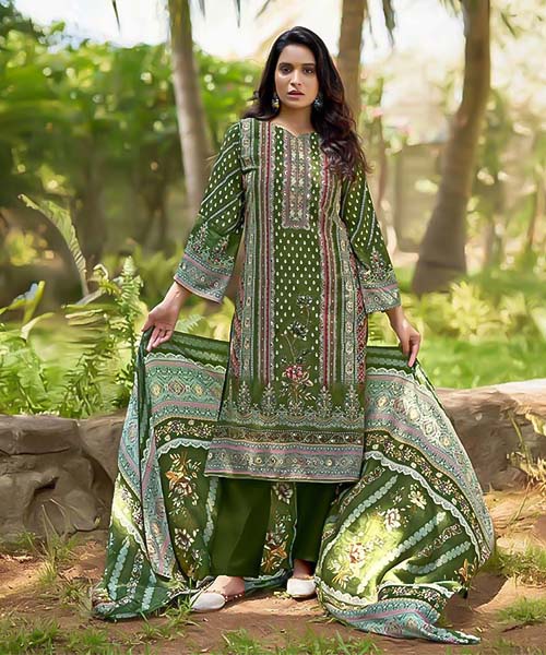 Green  Viscose Rayon Casual Wear Salwar Kameez