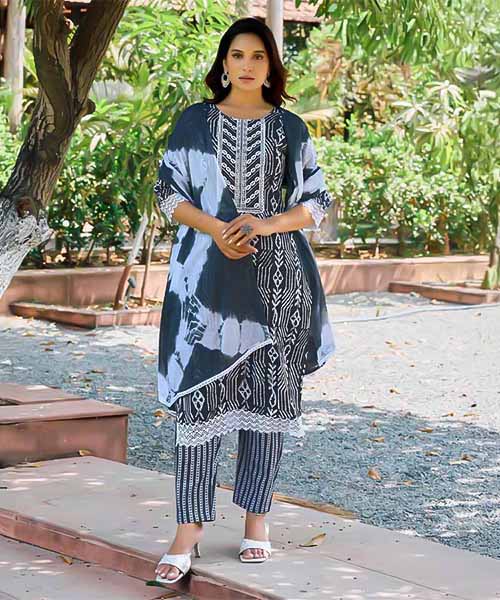 Grey Cotton Casual Wear Salwar Kameez in bolton