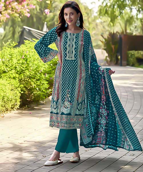 Blue Viscose Rayon Casual Wear Salwar Kameez