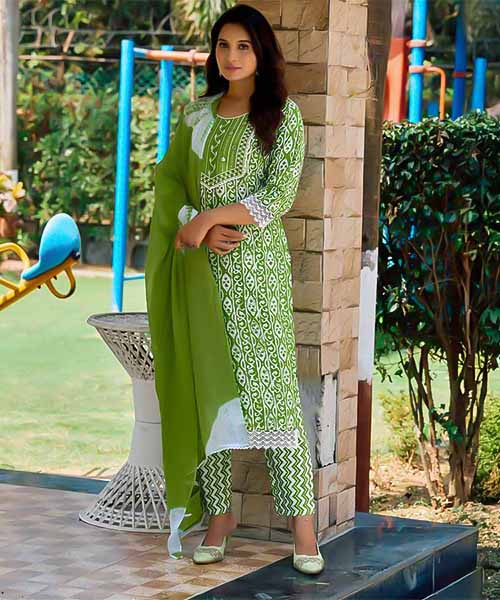 Green  Cotton Casual Wear Salwar Kameez in bolton