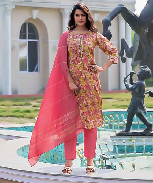 Yellow Modal Printed Salwar Kameez in mumbai