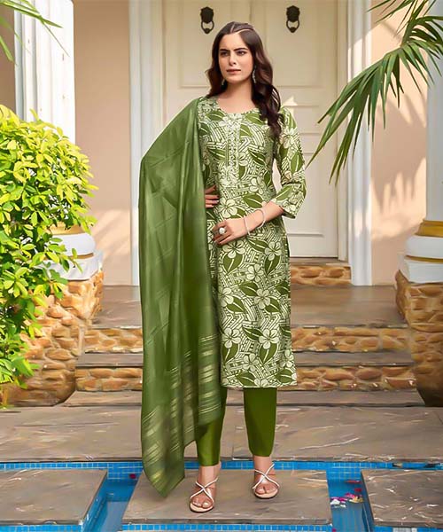 Green  Modal Chanderi Casual Wear Salwar Kameez in northampton